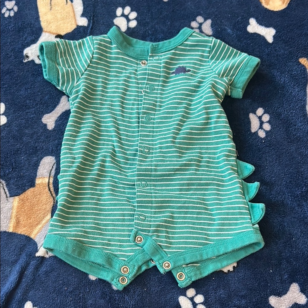 Carter's Green Striped Dinosaur One Piece